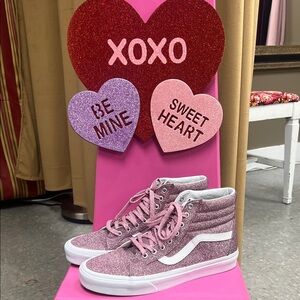 Vans Men’s Glitter Pink High-Top Sneakers Size 10